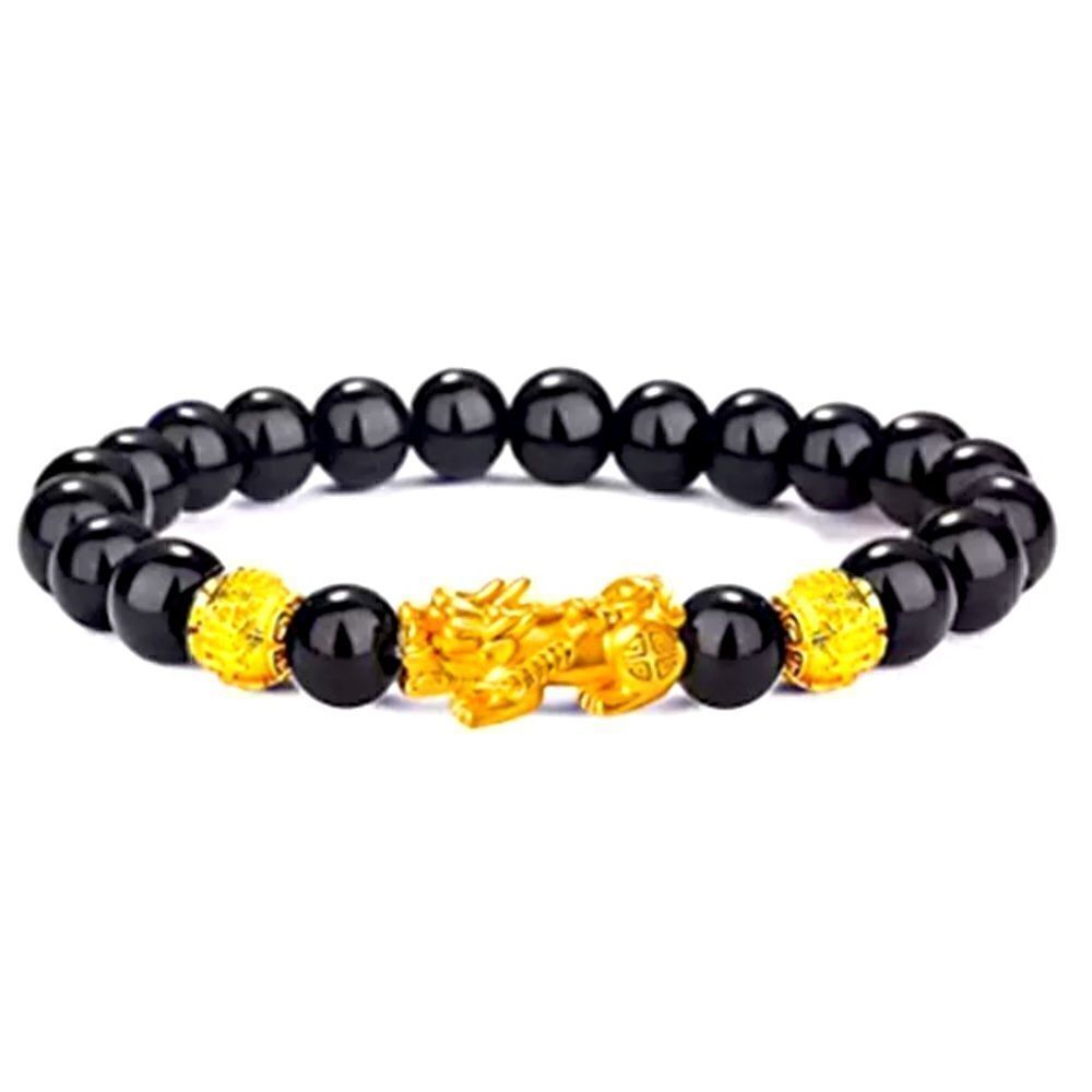 💜 Black Obsidian Feng Shui Wealth Charm Bracelet